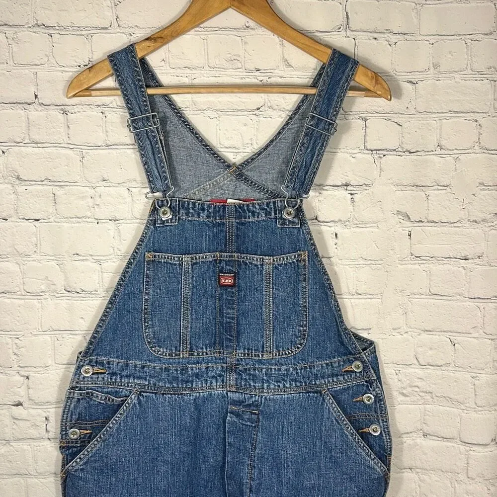 Union Bay Blue Denim Bib Baggy Overalls Farmer size‎ L Large Carpenter